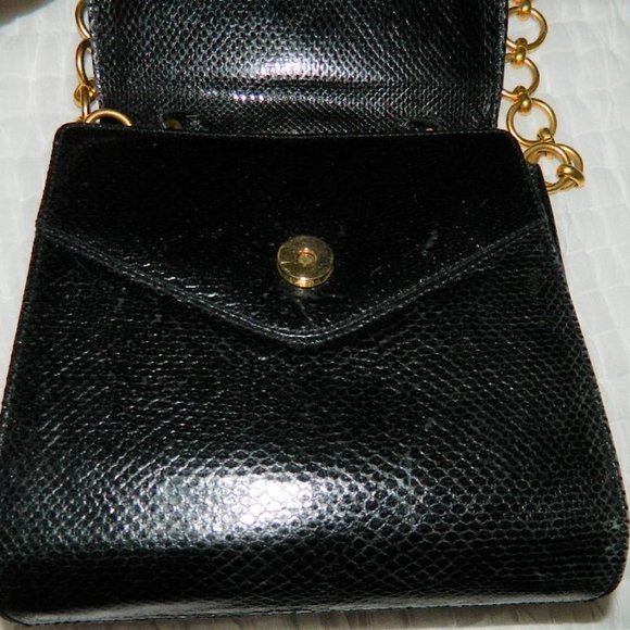 Donna Karan Black 100% Auth. Snake Skin Evening Bag - Picture 6 of 16